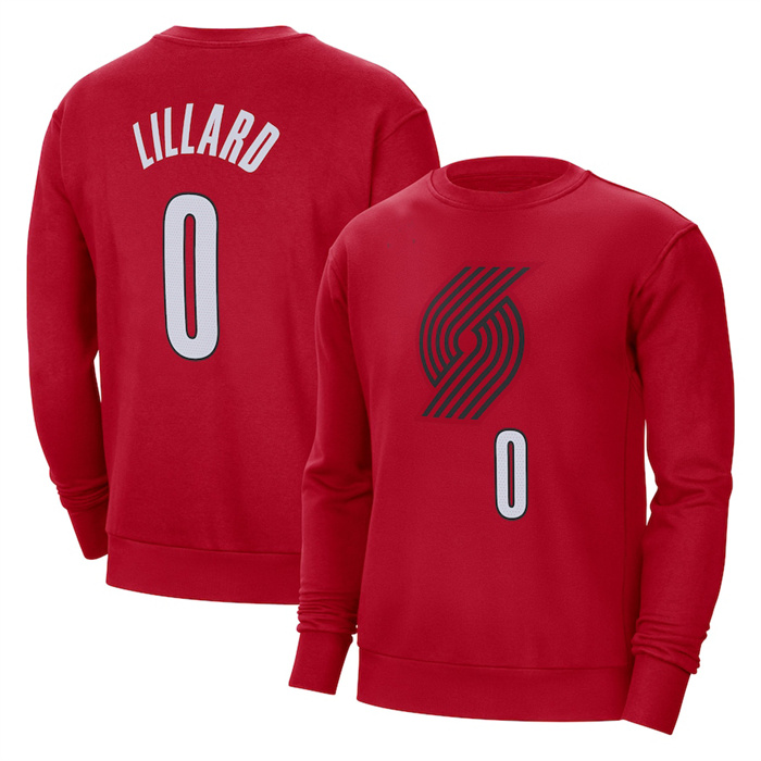 Men's Portland Trail Blazers #0 Damian Lillard Red Long Sleeve T-Shirt